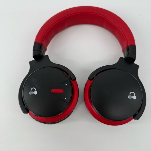 Sleek Red and Black Over-Ear Active Noise Cancelling Headphones - Picture 1 of 4